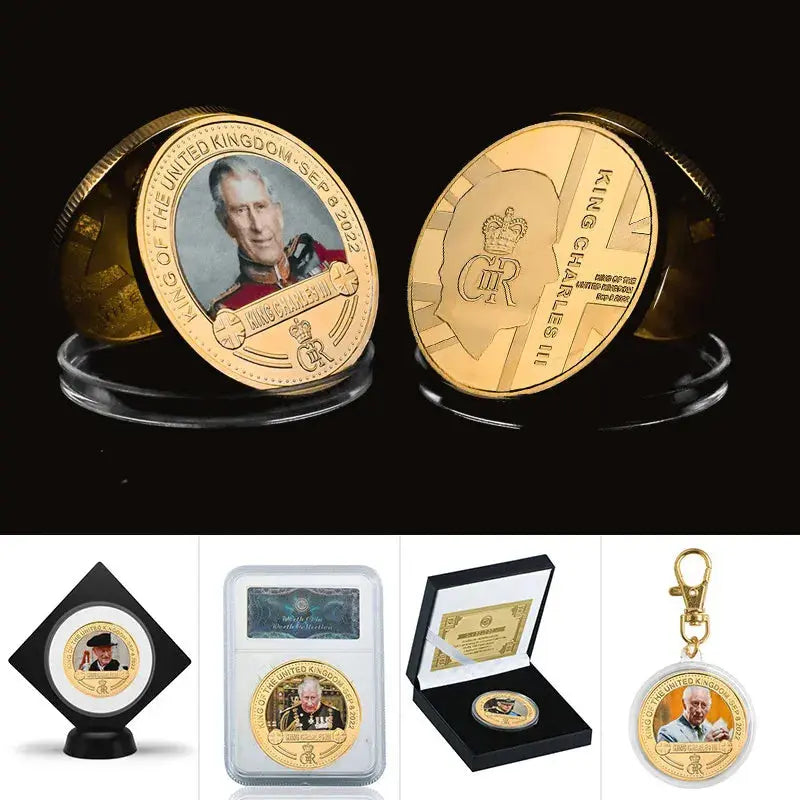 King of England Charles III Gold Plated Commemorative Coin Set! GoGetIt.AI