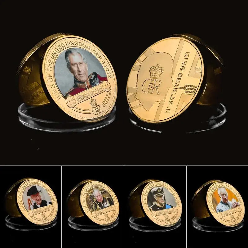 King of England Charles III Gold Plated Commemorative Coin Set! GoGetIt.AI
