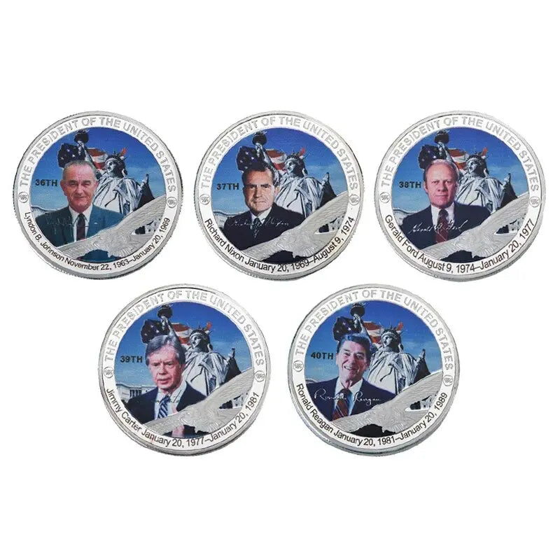 US Presidents Silver Plated Coins Collectibles with Coin Holder Donald Trump