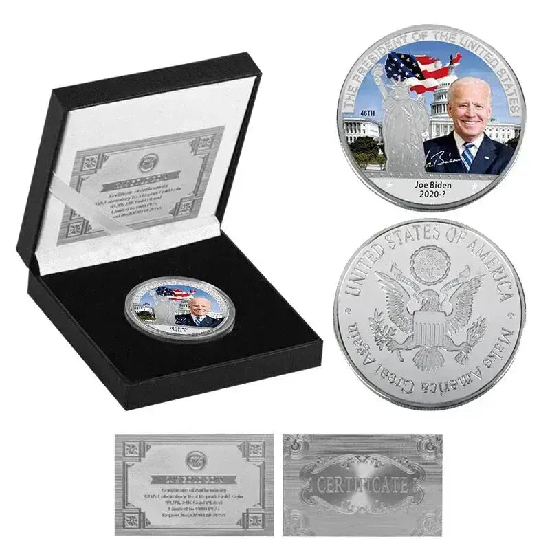 US Presidents Silver Plated Coins Collectibles with Coin Holder Donald Trump GoGetIt.AI