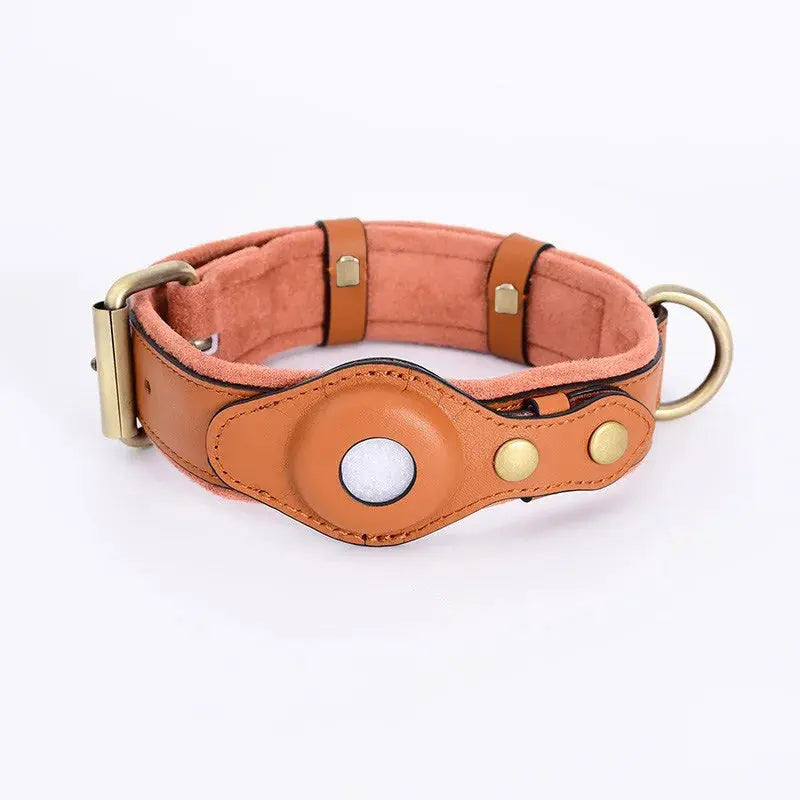 Heavy-Duty Leather Dog Collar with Airtag Holder for Apple Airtag - Anti-Lost, Secure Positioning, Dog Accessories. - OFFICIAL GO GET IT ENTERPRISE LLC